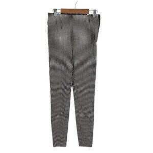 Zara Womens Black White Gingham Check High Waisted Side Zip Leggings Size S